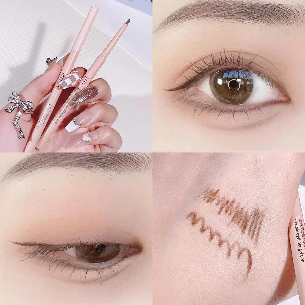 Matte Red Brown Eyeliner Gel Pencil Ultra-thin Long Lasting Quick Dry Smooth Eye Shadow Lying Silkworm Pen Makeup Cosmetics Qme 02