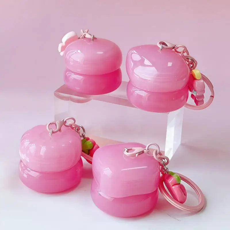 Mini Plastic Lip Balm Containers Keychain Portable Jars Mask Cream Qme