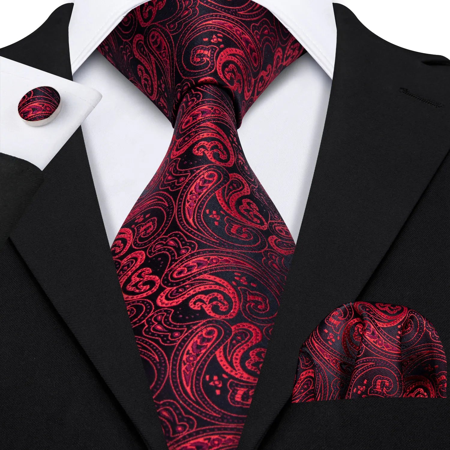 Hi-Tie Men's Ties Floral Paisley Handkerchief Cufflinks Tuxedo Accessories Classic Luxury Gift Ties For Party Dinner Wedding Qme N-3558