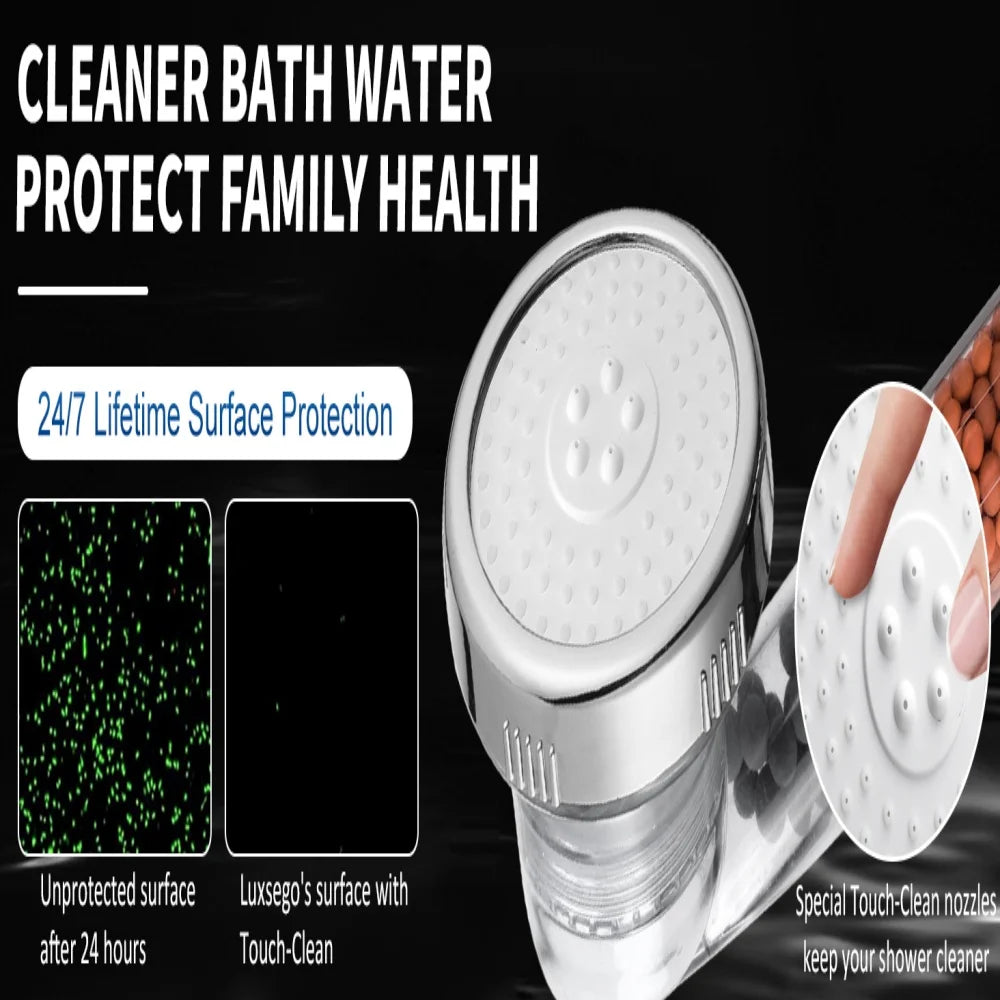 New 3-speed Shower Head High Pressure Negative Ion Water Purification Filtration Hard Water Softening Filter Shower Accessories Qme