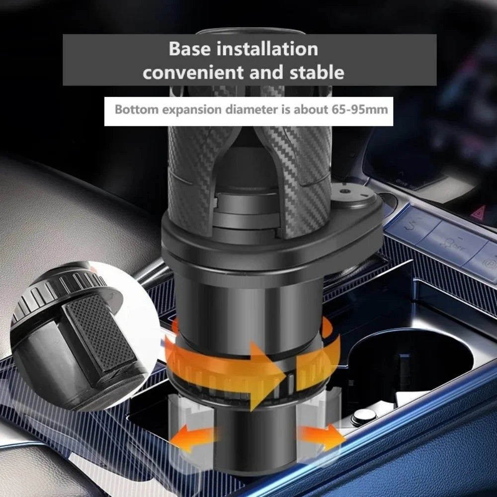 2 in 1 Car Cup Holder Expander Retractable Universal Beverage Cup Holder 360 Degree Rotating Non-Slip Adjustable Dual Cup Holder Qme