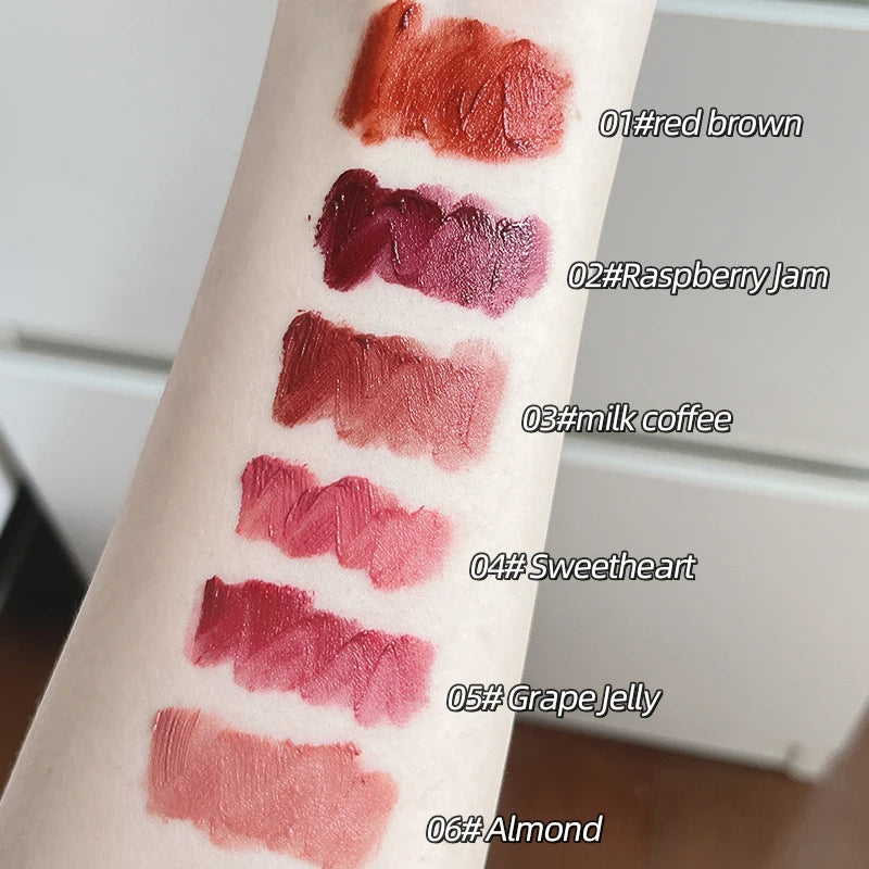 6Pcs/set Matte Velvet Lip Gloss Waterproof Long-lasting Liquid Lipstick Cosmetic Beauty Keep 24 Hours Makeup Sets maquillages Qme