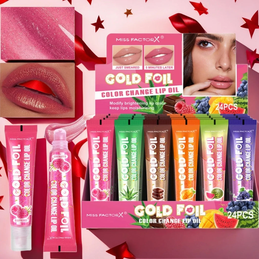 Shiny Lip Oil Gift Set 15ml×24PCS deep moisturizing non-decolorizing foil brightening and embellishing lip color gift Qme