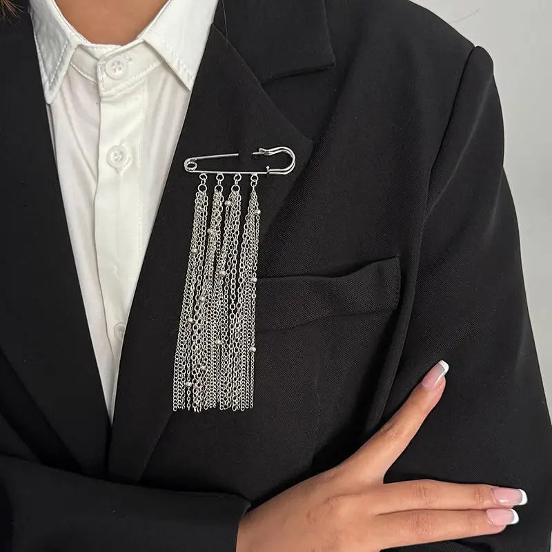 New Multi-Functional Chain Tassel Brooches Handmade Adjustable Clothes Accessory Detachable Beaded Chain Pin Women Qme Q