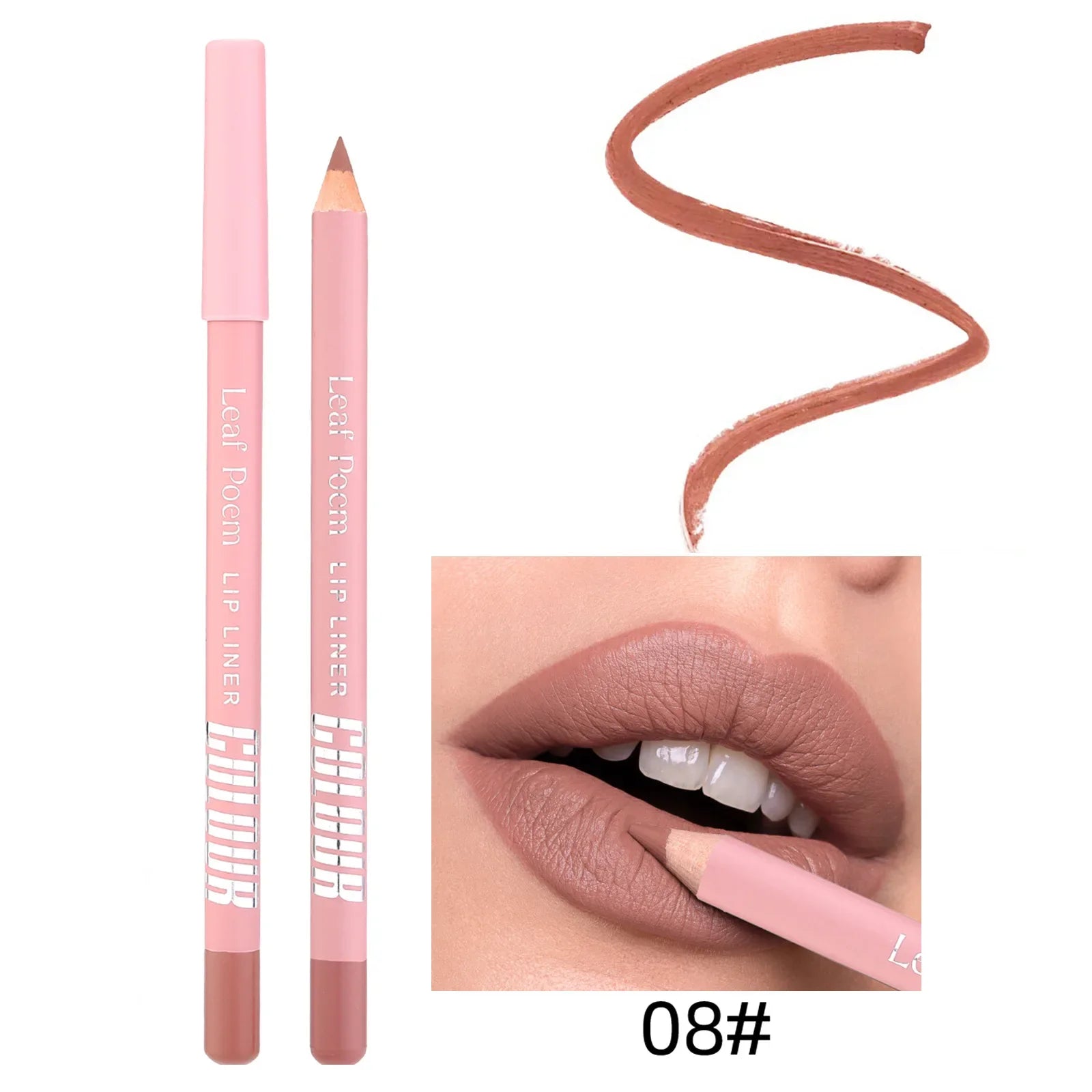 Nude Pink Lipliner Pencil Long-lasting Waterproof Red Brown Lip Contour Sculpt Pen Blendable High Pigmented Lipstick Makeup Qme 08