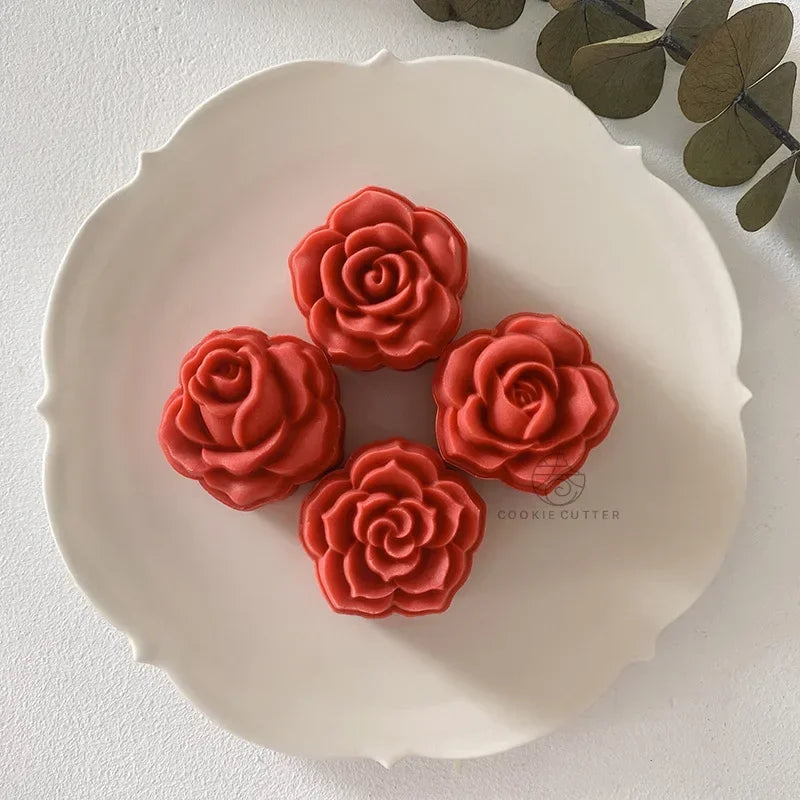 4pcs/set Cherry Blossom Rose Pattern Silicone Mold Cake Chocolate Candy Home Kitchen Cake Molds Handmade DIY Candle Soap Mould Qme