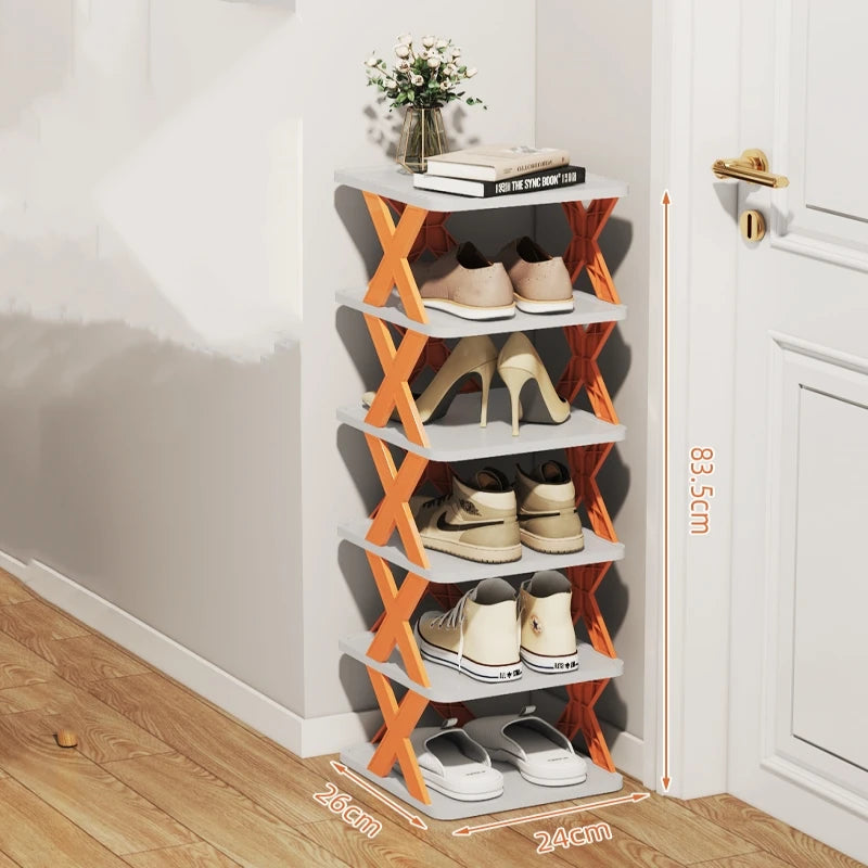 Multifunctional Shoe Cabinets Free Splicing Storage Rack Detachable Shoe Storage Saving Space Household Door Shoe Organizer Rack Qme 6th orange