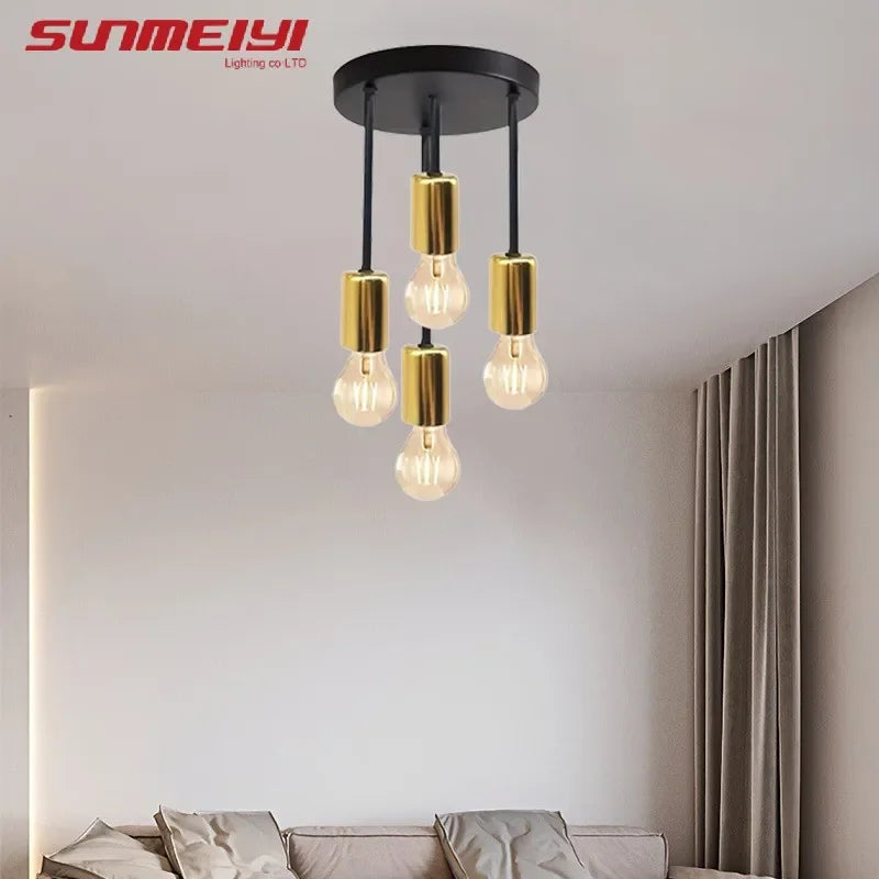 E27 Bulb Modern LED Ceiling Light Black - Energy Saving, Living Room, Bedroom, Kitchen, Easy Installation, Bulb Qme