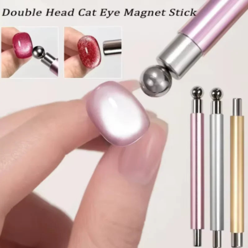 Glass Beads Special For Cat's Eye Pink Nail Magnetic Stick Newly Upgraded Nail Polish Glue Magnet Rod Double Head Magnetic Tool Qme