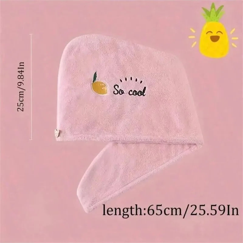 Coral Fleece Dry Hair Cap Female Cute Embroidery Soft Absorbent Quick Qme