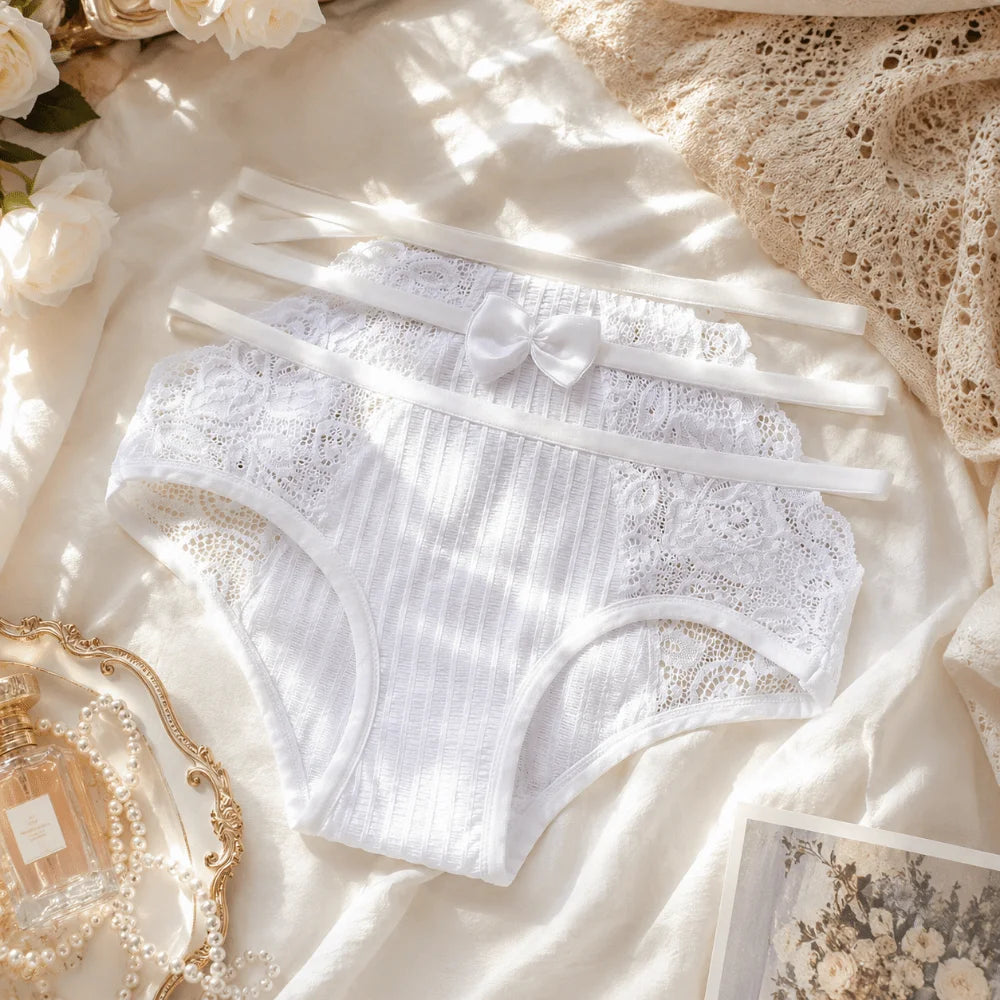 Sweet Hollow Out Women's Panties Waist Mesh Lace Floral Lingerie Qme