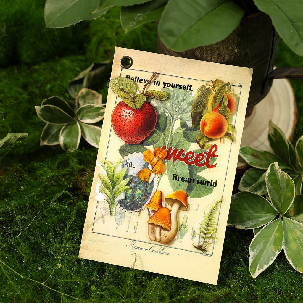 40 Pcs/pack Plant Flower Mushroom PET Stickers Diary Album Scrapbooking Supplies Planner Decorative Stationery Sticker Qme