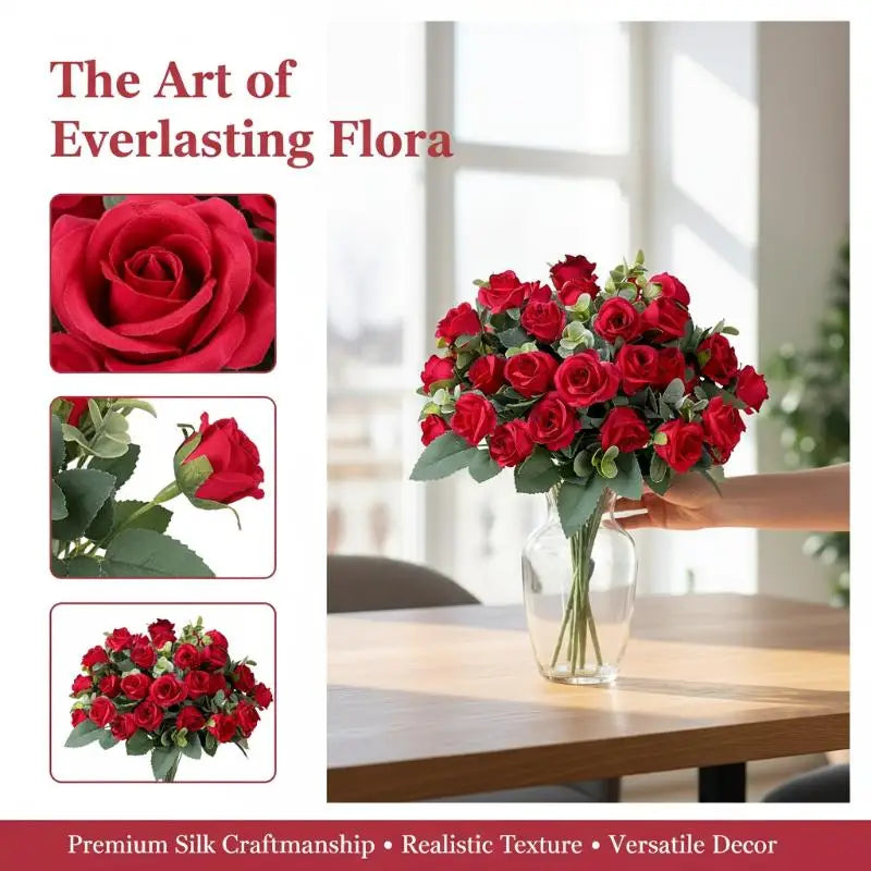 Artificial Silk Rose Bouquet - Add Timeless Beauty to Your Wedding, Home or Holiday Decor with These Lifelike Fake Roses Qme