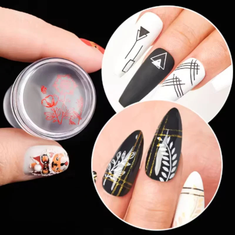 1/3/5pcs Transparent Silicone Nail Art Stamping Kit French Design For Manicure Plate Stamp Polish Seal Two Side Stamper Qme