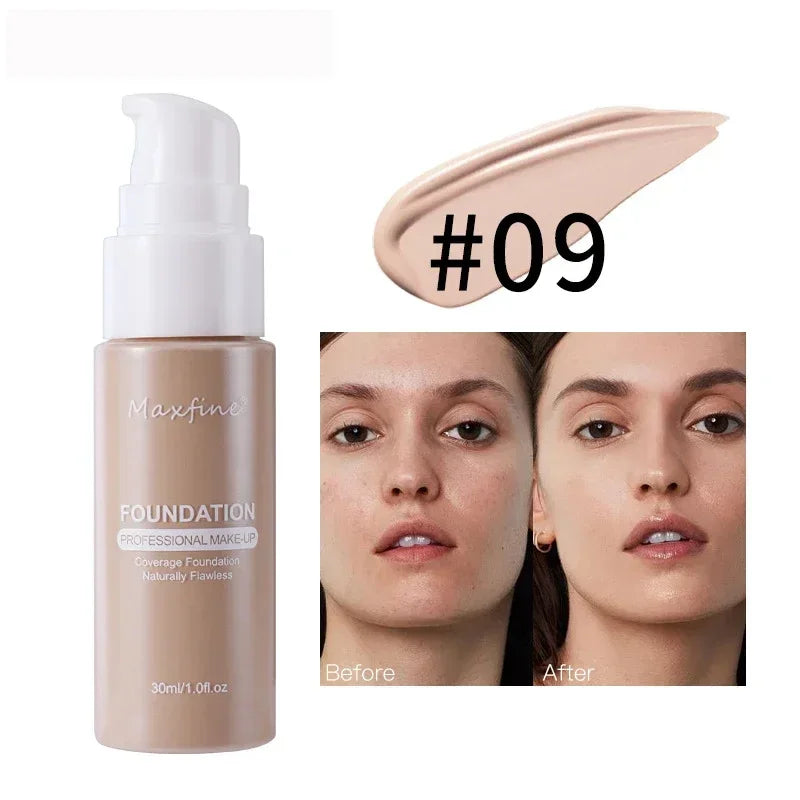 Matte Liquid Foundation Effective Concealer Waterproof Sweat-resistant Makeup Professional Light Thin Delicate Foundation Qme 09