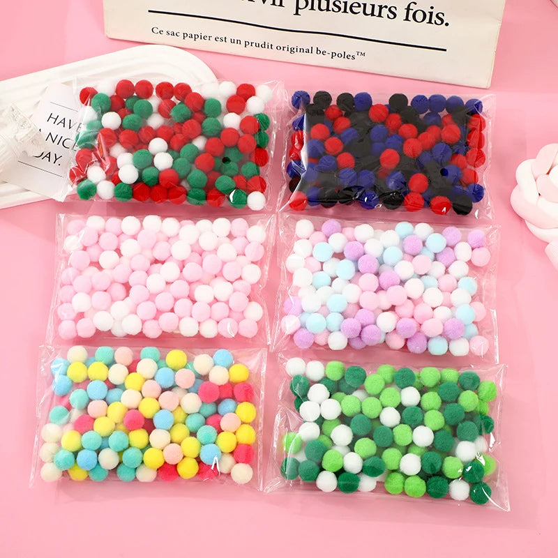 Lot Macaron Pompom Fluffy Ball Coloful Plush Handmade Craft Hairband Qme