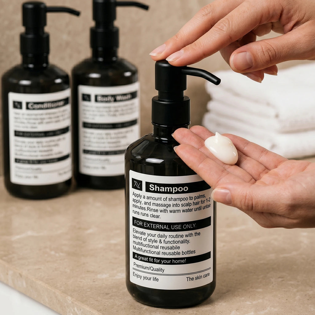 Bathroom Dispenser Bottles for Shampoo Conditioner Body Wash Refillable Pump Bottles for Home Hotel Spa Bathroom Shower Dispense Qme