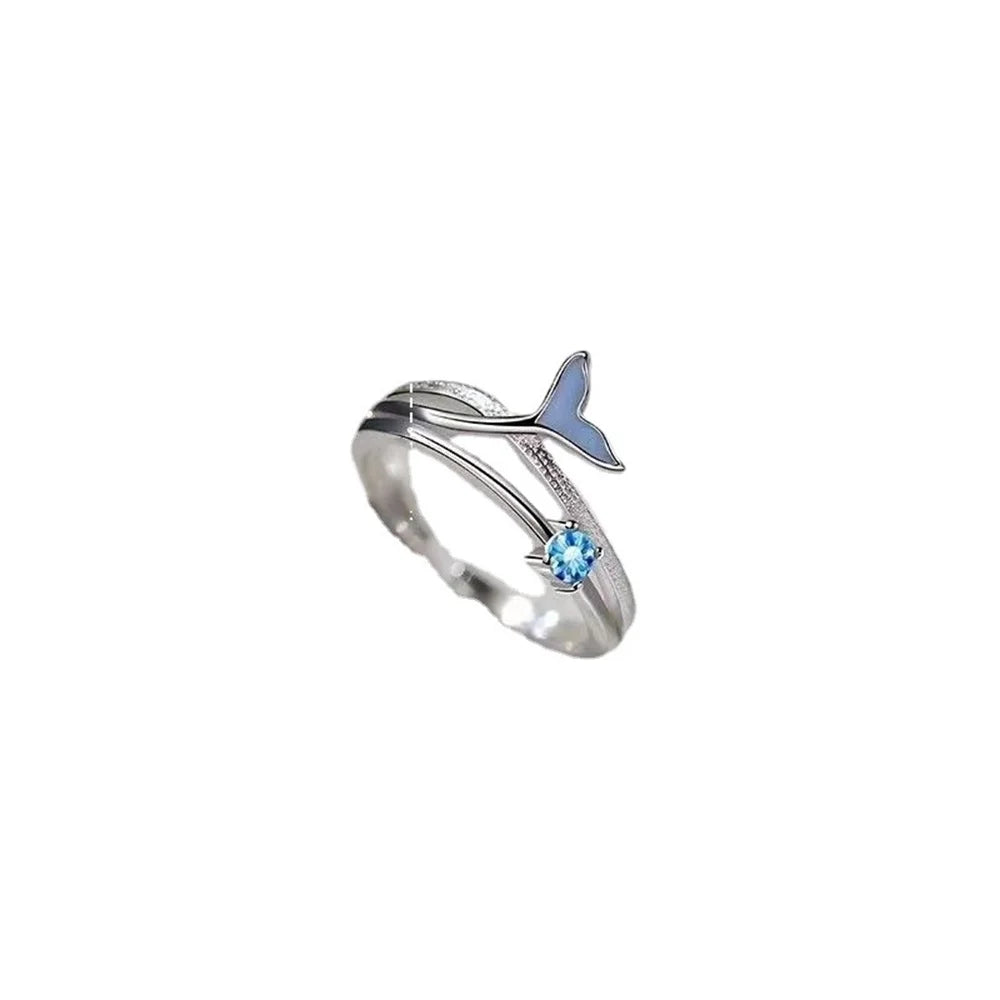 Delicate Mermaid Foam Open Fishtail Ring for Women High End Daily Travel Jewelry Party Luxury Gift Qme