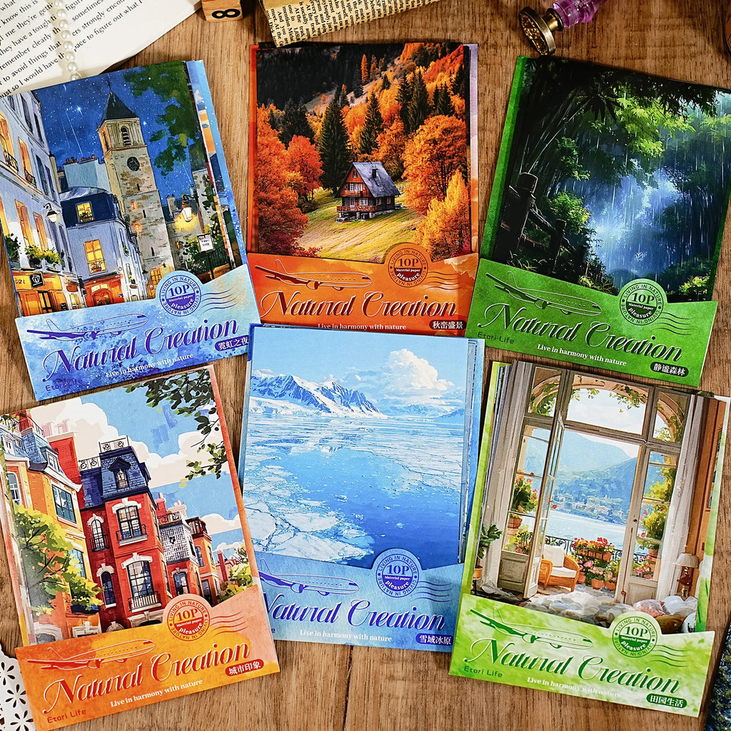 Natural Creation Series Landscape Theme Sticker Pack White Card Hand Account DIY Material Landscape Creation Stationery stickers Qme