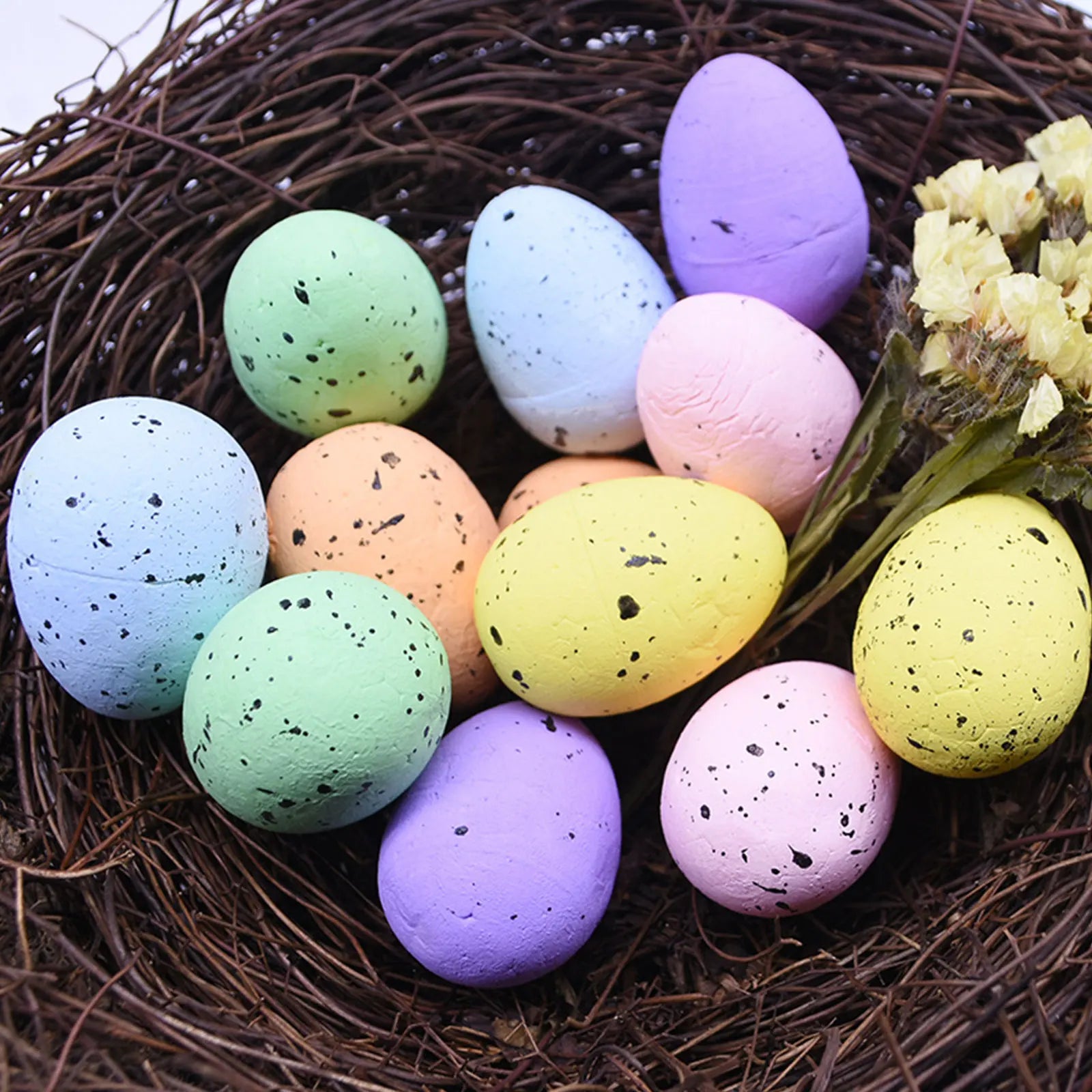 100PCS Colorful Foam Eggs Easter Egg Ornaments Crafts Birds Eggs DIY Wreath Easter Decoration Kids Diy Craft Qme