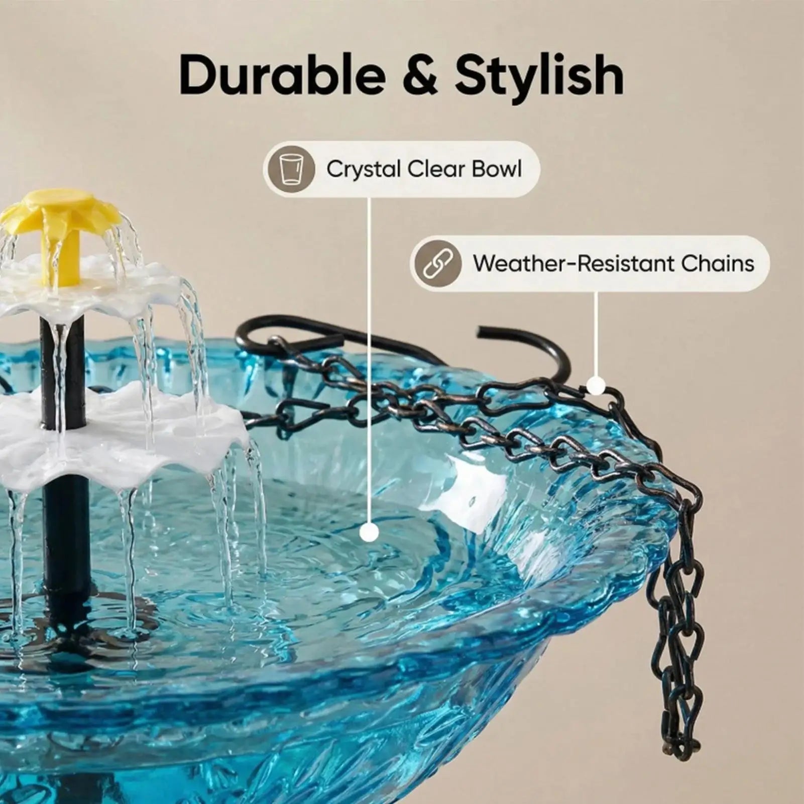 Solar Bird Bath Backyard Decor Powered Fountain Outdoor Garden Yard Qme