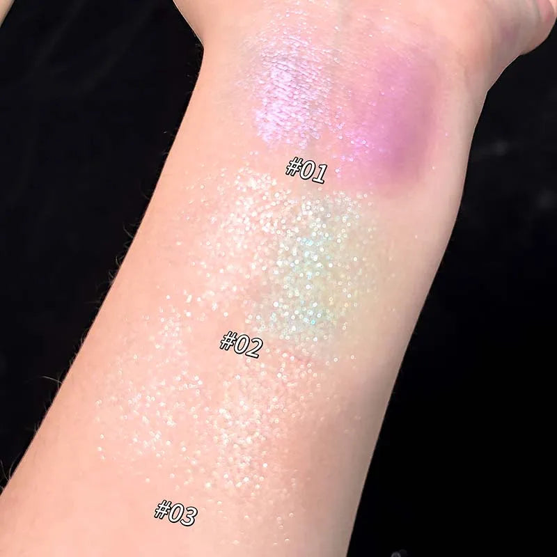 3 Colors Two-tone Glittering Highlighter Pressed Powder Pearlescent Qme