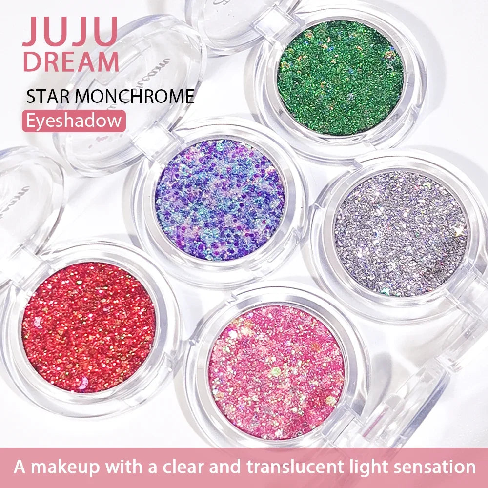 Monochrome Glitter Eyeshadow Mermaid Shimmer Compact Portable Qme