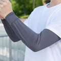1Pair 2025 Summer Ice Silk Men's Loose Sunscreen Sleeves UV Ice Gloves Riding Arm Guards Sport Running Driving Absorbent Qme Dark Gray