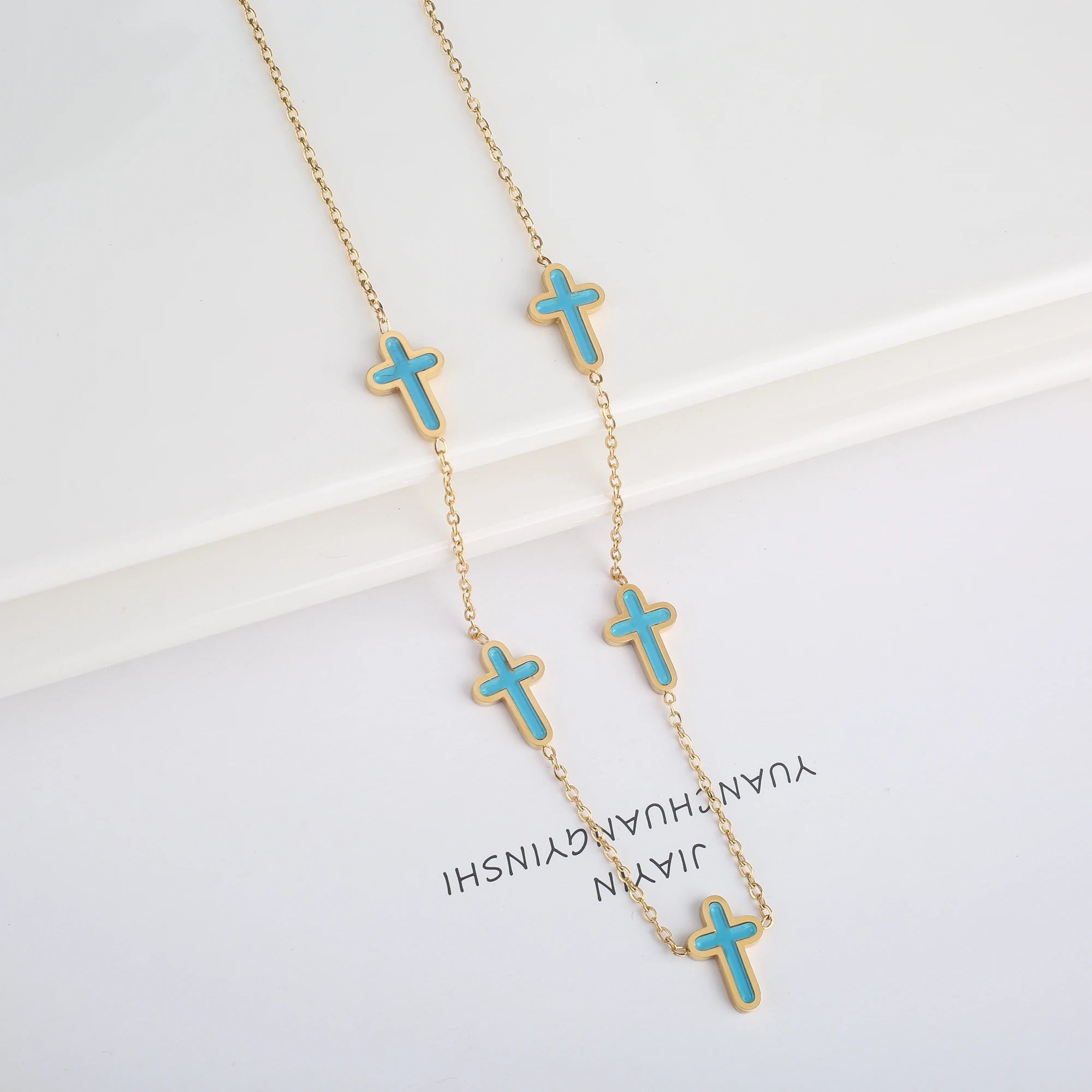 INS Charms Stainless Steel Shell Cross Necklace Jewelry Bracelet