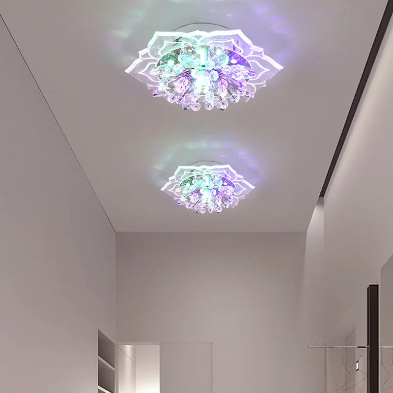 20cm LED Crystal Ceiling Light Modern Flower Shape Ceiling Lamp Hallway Living Room Lamp Bedroom Kitchen Corridors Aisle Light Qme