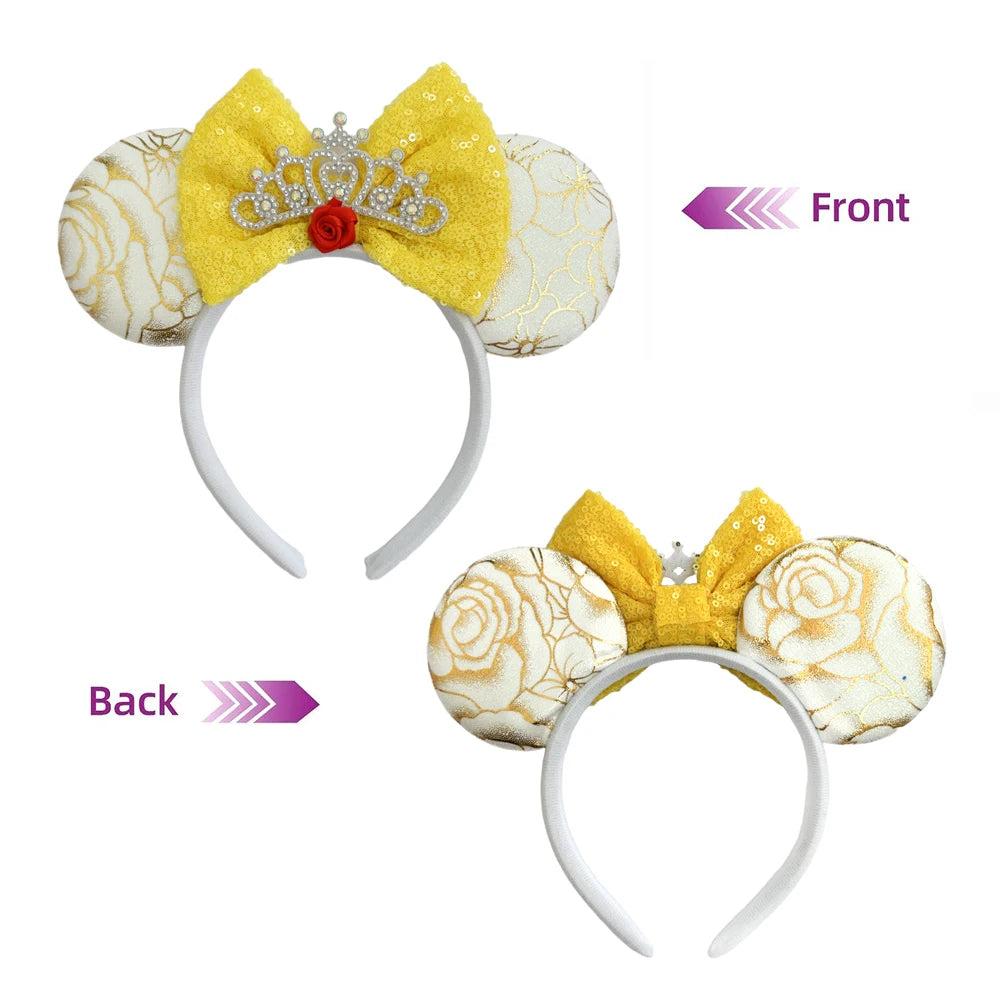 Sunflower Fashion Mouse Ears Princess Headband For Kids Band For Women Hair Accessories Girls Sequins 5" Sequin Bow Headwear Qme