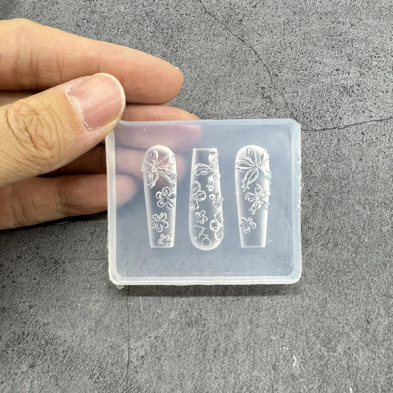 3D Silicone Transparent Nail Mold Lotus Leaves Nails Carving Template