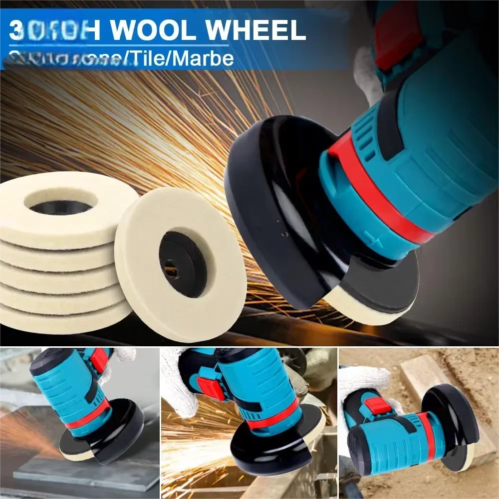 50mm/75mm Wool Polishing Wheel Polishing Pads Angle Grinder Wheel Felt Polishing Disc for Metal Marble Glass Ceramic 1PC Qme