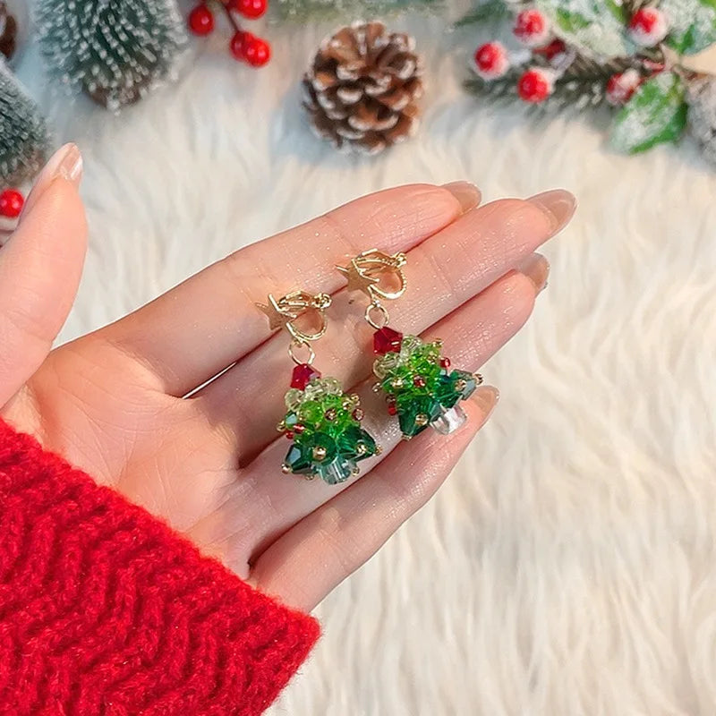 5Pcs 3D Beaded Christmas Tree Crystal Charms for DIY Crafts Christmas Keychain Bracelet Necklace Earring Jewelry Making Supplies Qme