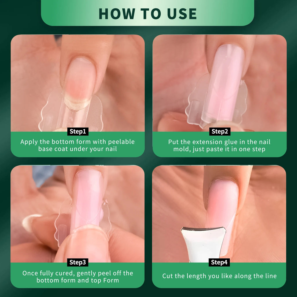 Nailpop French Line Dual Form Sandwich Matte Clear Nail Forms Coffin Qme