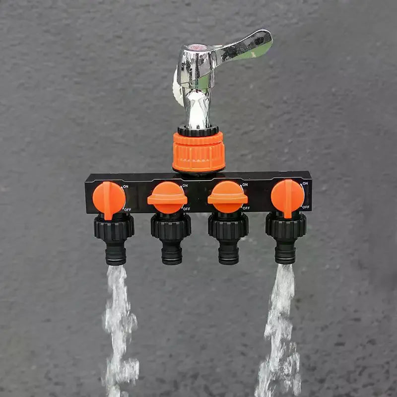 Garden Hose Pipe Splitter 4-Way Faucet Diverter Tap Hose Connector Splitter Four Independent Switches For Home Lawn Irrigation Qme