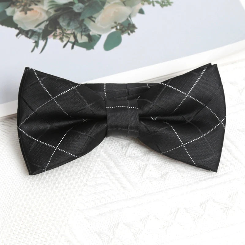 Black Stripe Tie Cufflink Cravat Bowtie Set Wedding Ties Gifts for Men Handky Elegant Necktie for Designer Business Accessories Qme A-2
