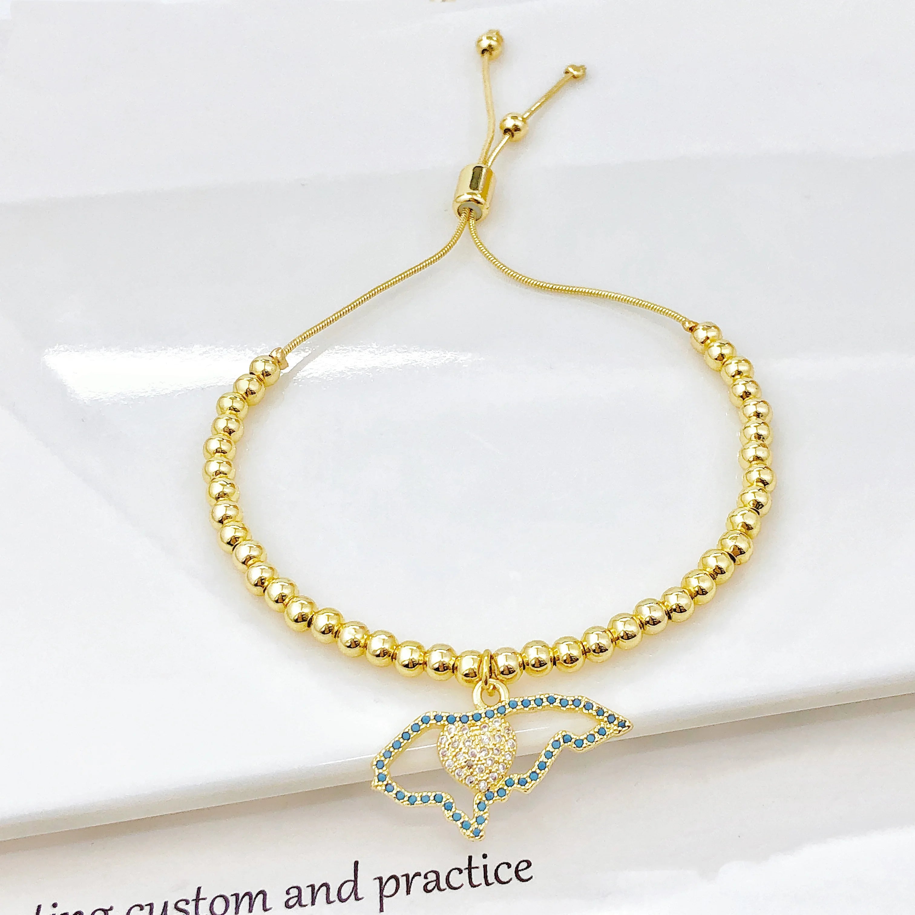 Gold-Plated Copper Bead Chain Venezuela Colombia Dominican Map Flag Bracelet Classic for Men Women Holiday Anniversary Jewelry Qme 2
