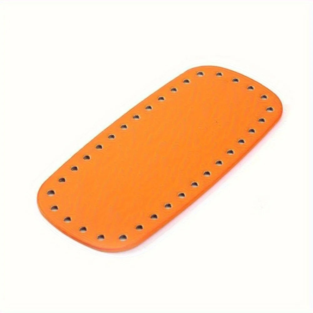 PU Leather Crochet Bag Bottom With Holes, Oval DIY Handmade Purse Base For Making Bags Qme Orange