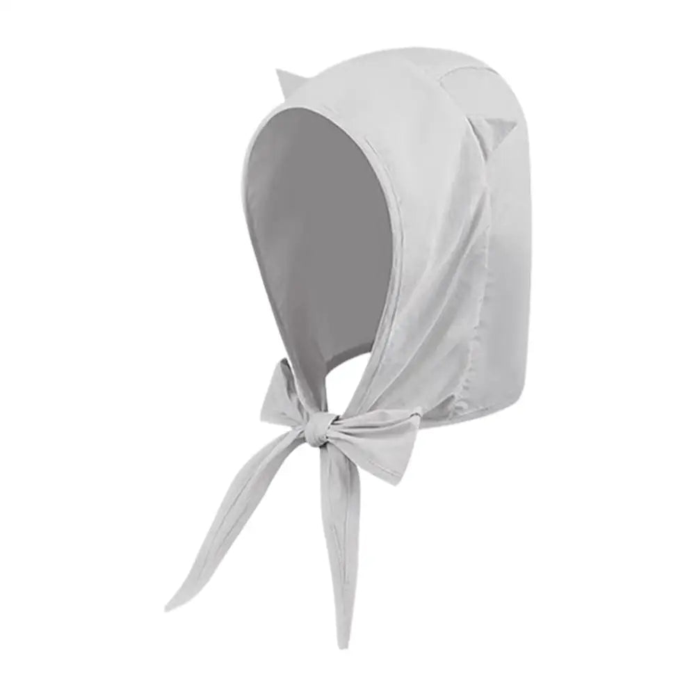 Cute Ear Sunshade Caps Hooded Hat Unisex Summer Fisherman Strap Qme Gray One size