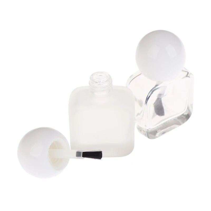 Empty Nail Polish Bottles Clear Glass Gel Brush Cap Oil Art Tool Qme