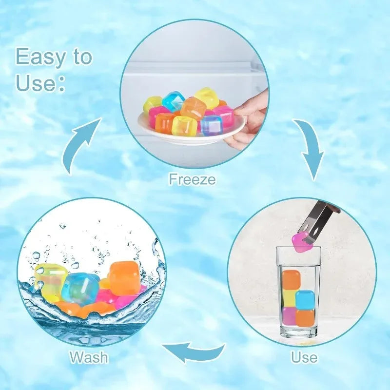 Reusable Ice Cubes for Drinks Multi Color Plastic Drink Chillers Freezer Cubes for Cocktails Whiskey Soda Juice Qme