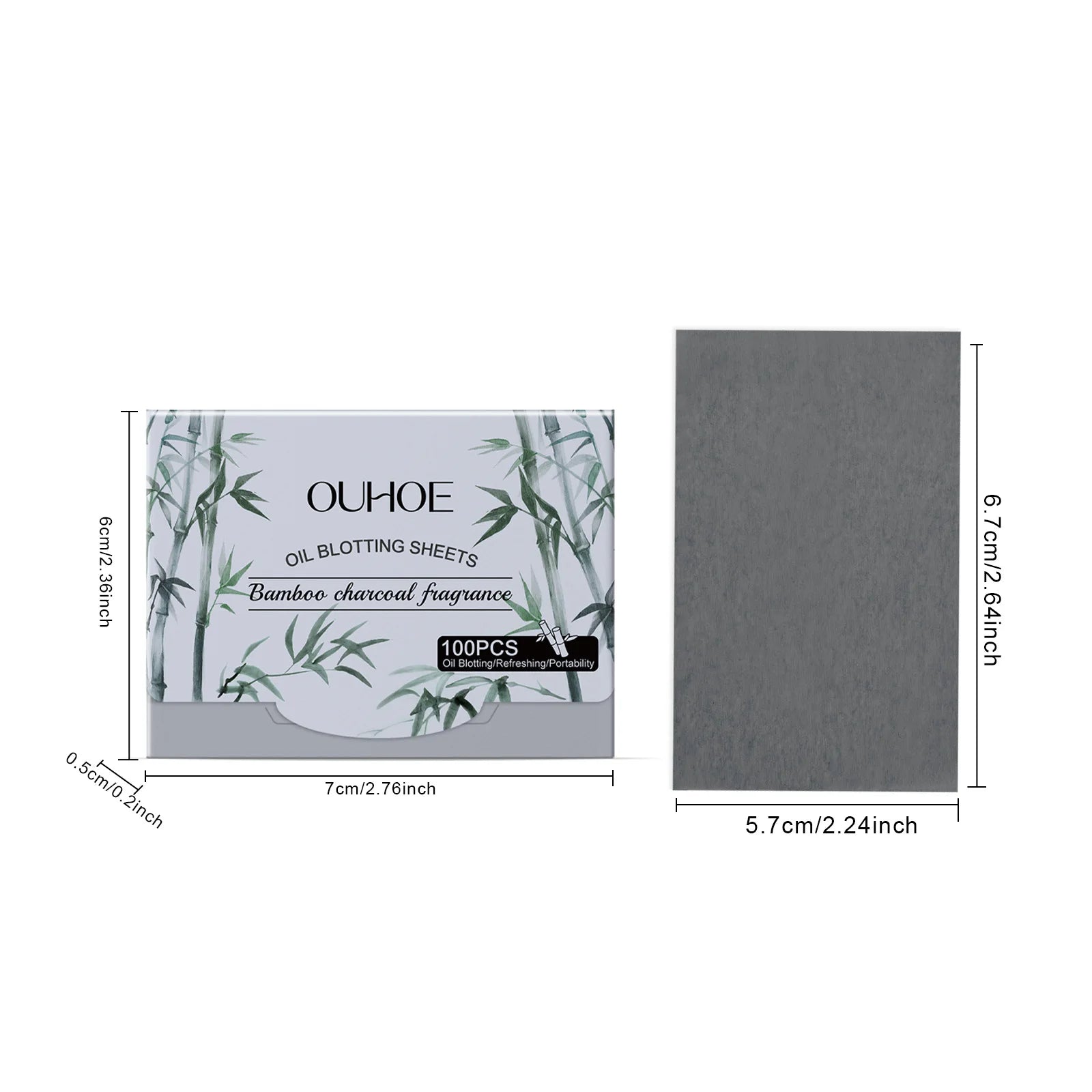 100pcs Bamboo Charcoal Oil Blotting Paper Facial Oil Absorbing Sheets Matte Face Oil Control Portable & Gentle for Oily Skin Qme