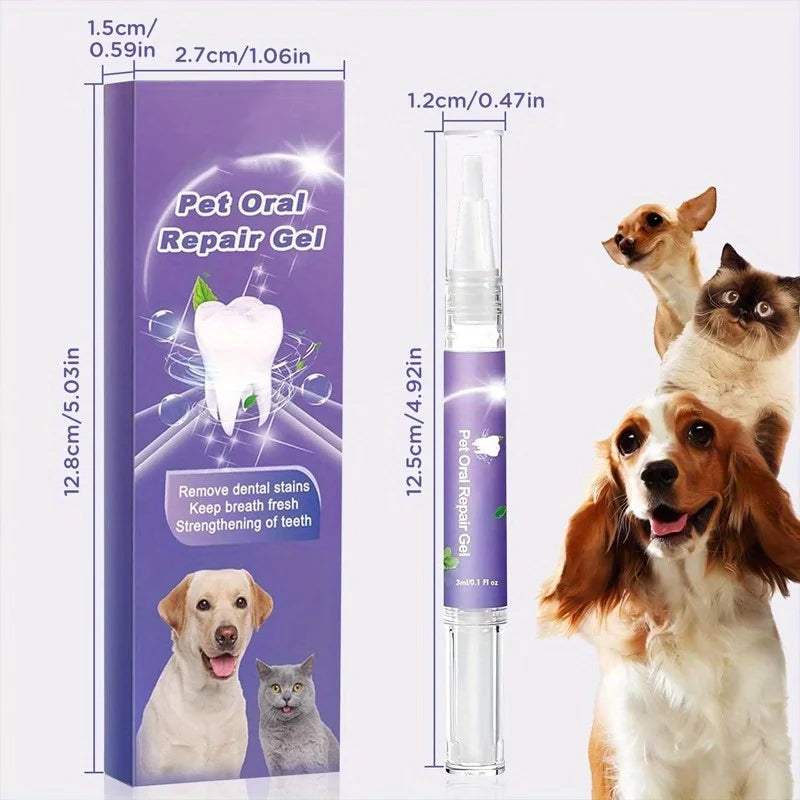 3Pcs pet oral cavity repair gel, cat, dog, pet tooth stain oral cavity cleaning care, keep breath fresh pet toothbrush Qme