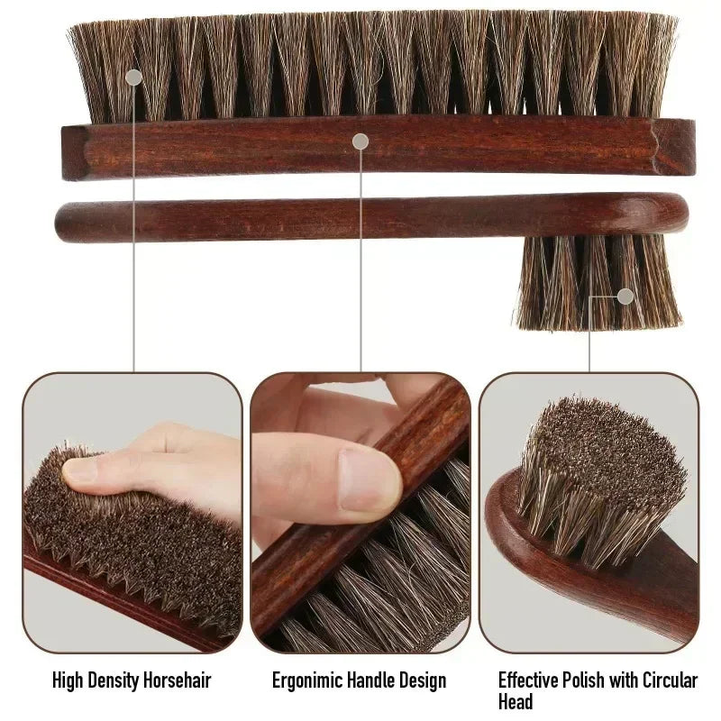 Horsehair Shine Shoes Brush Cleaning Leather Boots Care Brushes Suede Qme