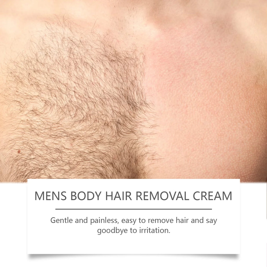 Men's Hair Removal Cream with Scraper Gently Painless Soothing Fast Acting Depilatory for Body Chest Back Legs Underarms Qme