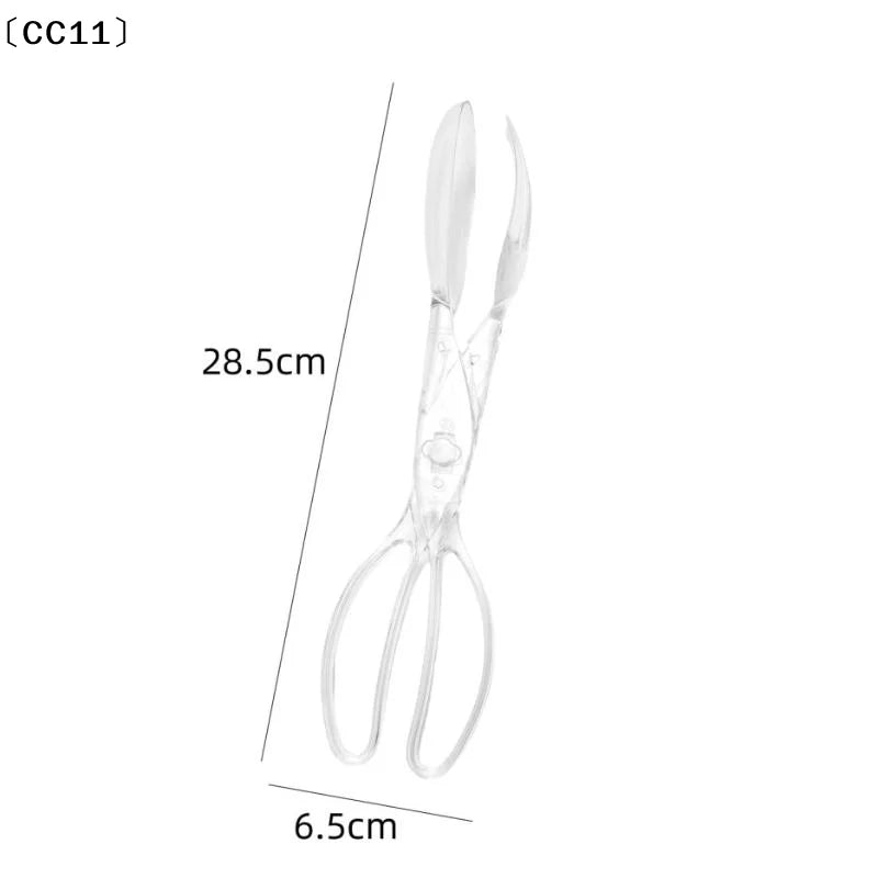 Transparent Plastic Salad Scissors Tongs- Reusable Food-safe Kitchen Qme