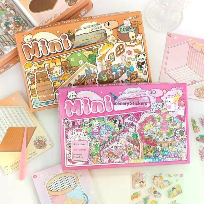 Box 3D Landscape Stickers Miniature Scene Collection Book Series Qme