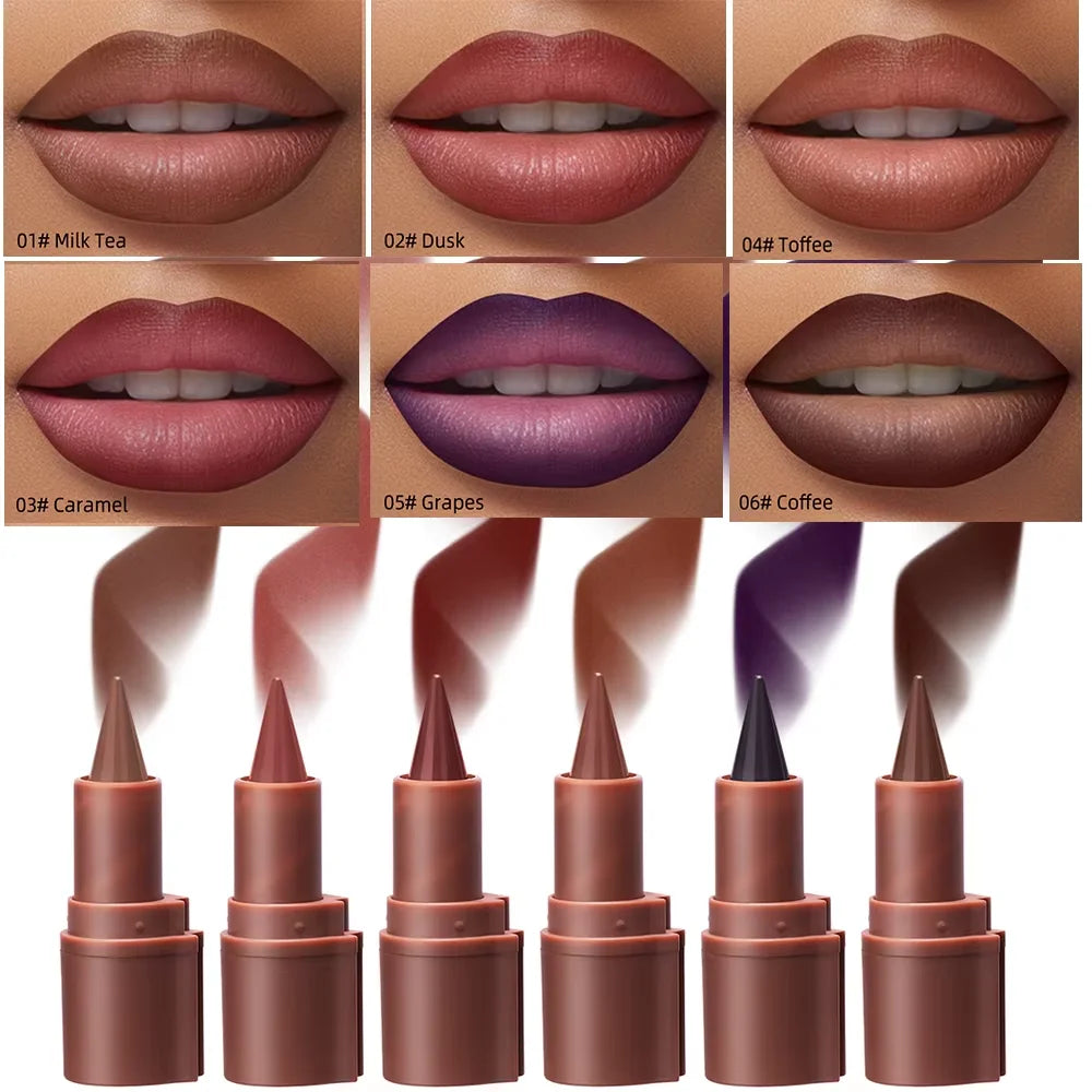 Tapered Gradient Lip Liner Matte Black Brown Velvet Lipstick Qme