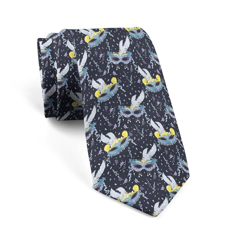 Personalized Printing Mask Pattern Tie Creative Novelty Men's Funny Qme style3